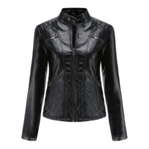 Women's Black Biker Genuine Sheepskin Leather Jacket a perfect blend of style, comfort, and durability.