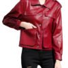 Embrace your inner fashionista with UNZE LUXE Best Leather Jacket Women. Red Genuine Sheepskin Shoulder Epaulets Moto Biker Racer Jacket.